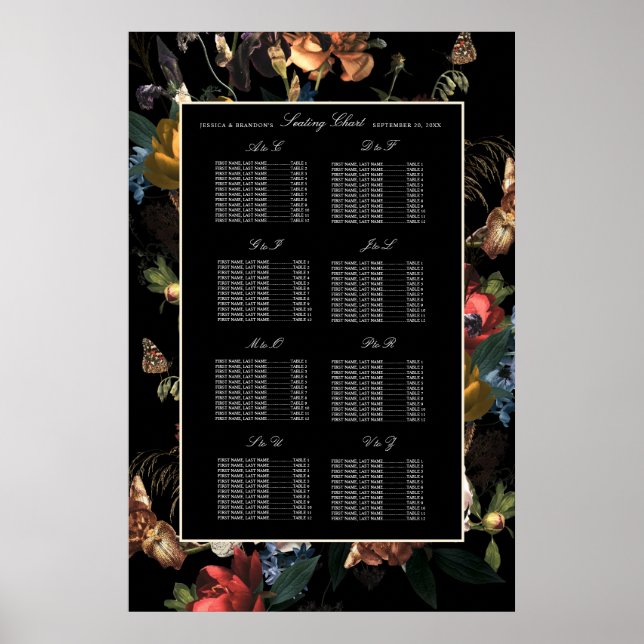 Affiche Plan de table romantique floral sombre et dramatiq (Devant)