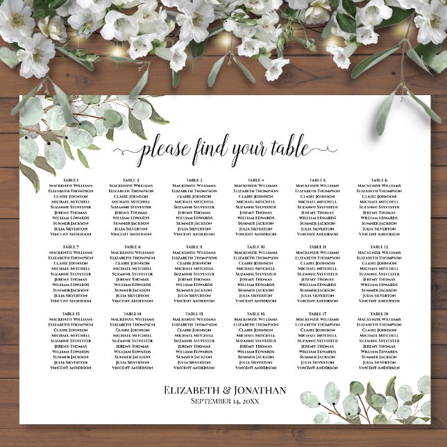 Affiche Plan de table rustique eucalyptus pour 18 tables d (In Situ on Wall with Flowers)