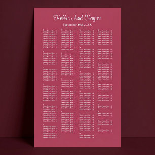 Affiche Plan de table simple de mariage bordeaux 200