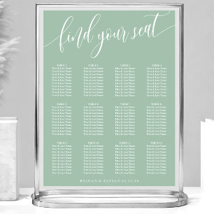 Affiche Plan de table simple mariage Dusty Mint