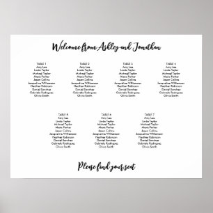 Affiche Plan de table simple moderne pour 7 tables