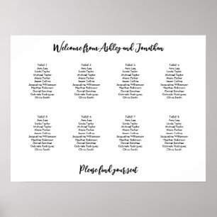 Affiche Plan de table simple moderne pour 8 tables