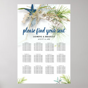Affiche Plan de table tropical de plage moderne