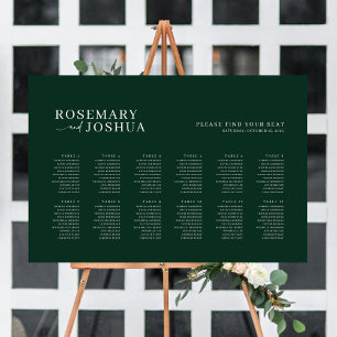 Affiche Plan de table vert foncé Trouvez votre siège 12 Ta