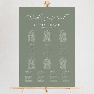 Affiche Plan de table Vert Sauge 13 Trouvez votre siège