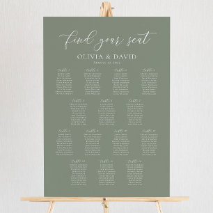 Affiche Plan de table Vert Sauge 14 Trouvez votre siège