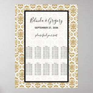 Affiche Plan de table vintage noir élégant doré