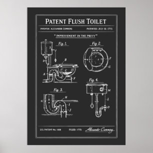 Affiche Plan de toilettes breveté à chasse d'eau