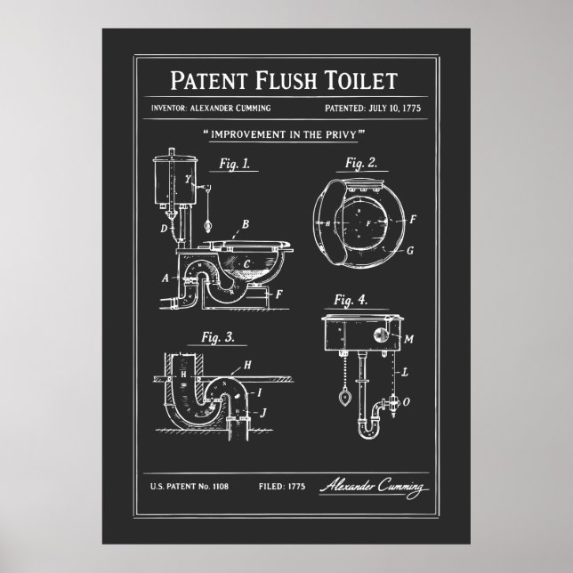 Affiche Plan de toilettes breveté à chasse d'eau (Devant)