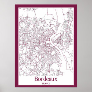 Affiche Plan de ville de Bordeaux France