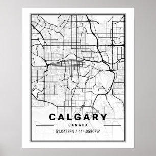 Affiche Plan de ville de Calgary Alberta Canada pour les v