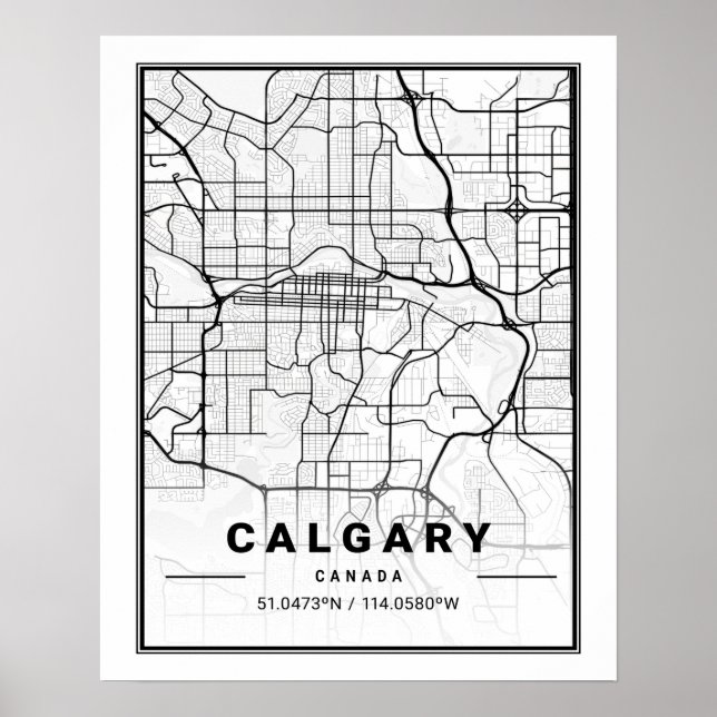 Affiche Plan de ville de Calgary Alberta Canada pour les v (Devant)