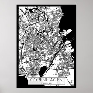 Affiche Plan de ville de Copenhague Danemark