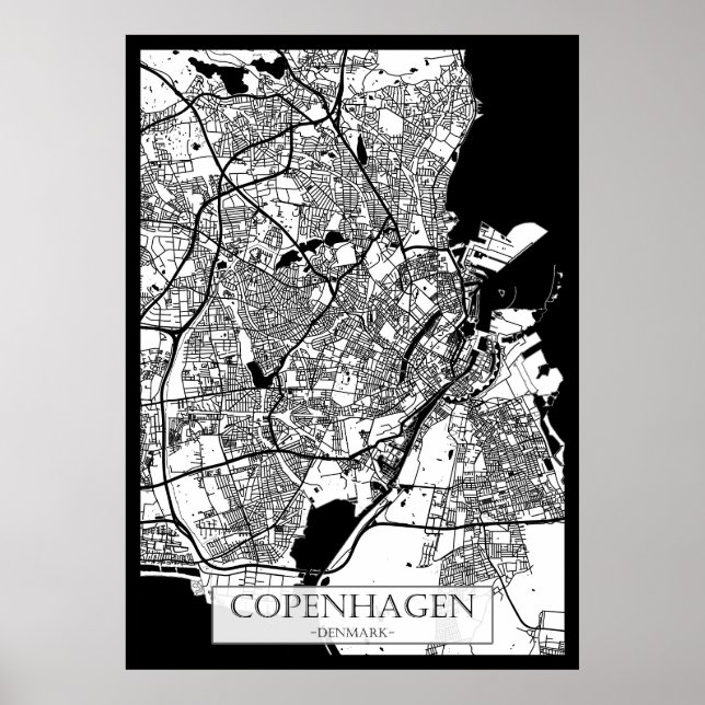 Affiche Plan de ville de Copenhague Danemark (Devant)
