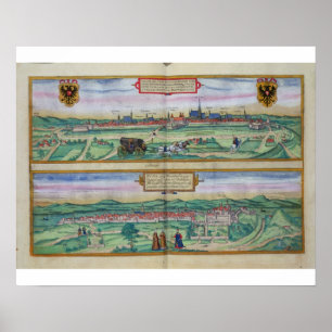 Affiche Plan de ville de Vienne et de Buda, de 'Civitates