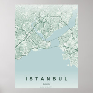 Affiche Plan de ville d'Istanbul Turquie Design Minimalist