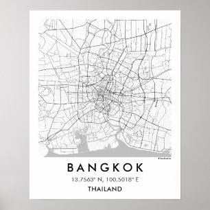 Affiche Plan de ville personnalisé de Bangkok Thaïlande Af