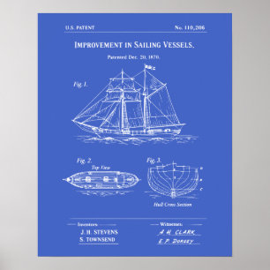 Affiche Plan de voilier breveté