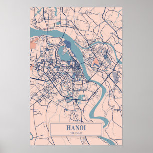 Affiche Plan de voyage de la ville venteuse de Hanoï Vietn