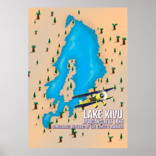 Affiche Plan de voyage du lac Kivu Great African lake.