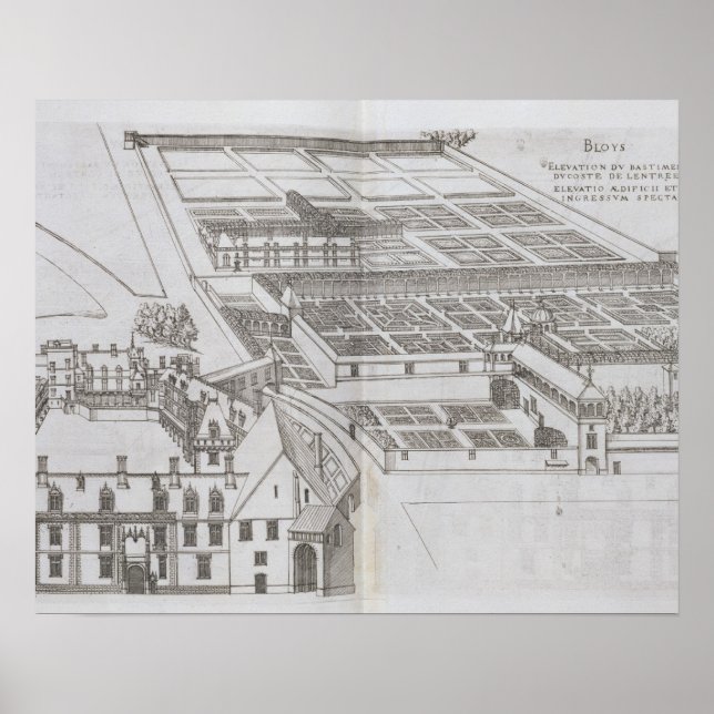 Affiche Plan des jardins clos et Château de Gaillo (Devant)