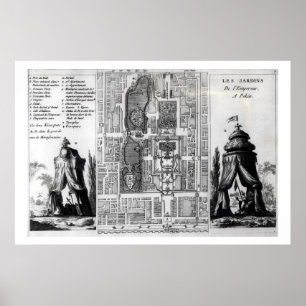 Affiche Plan des jardins de l'empereur de Pékin, de