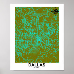 Affiche Plan des rues de Dallas