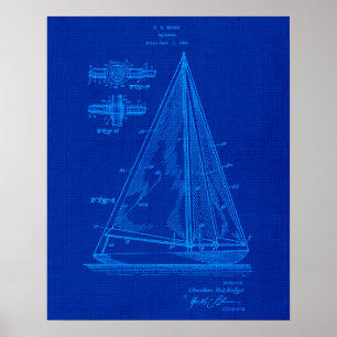 Affiche Plan directeur de la voile no 5 Cadeau à thème nau