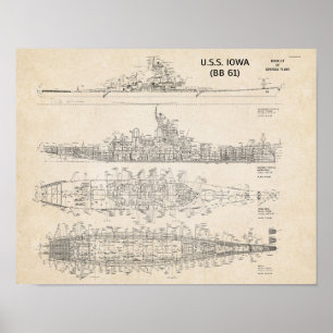 Affiche Plan directeur de l'USS IOWA (Archival)