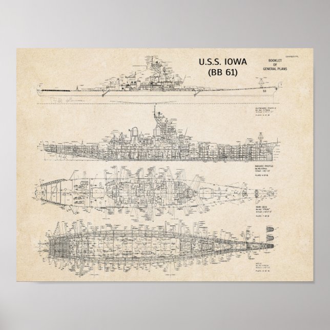 Affiche Plan directeur de l'USS IOWA (Archival) (Devant)