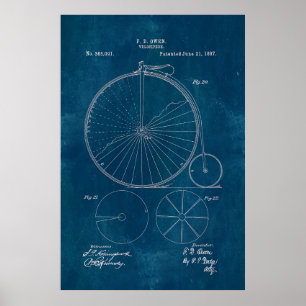 Affiche Plan directeur de vélo Penny Farthing