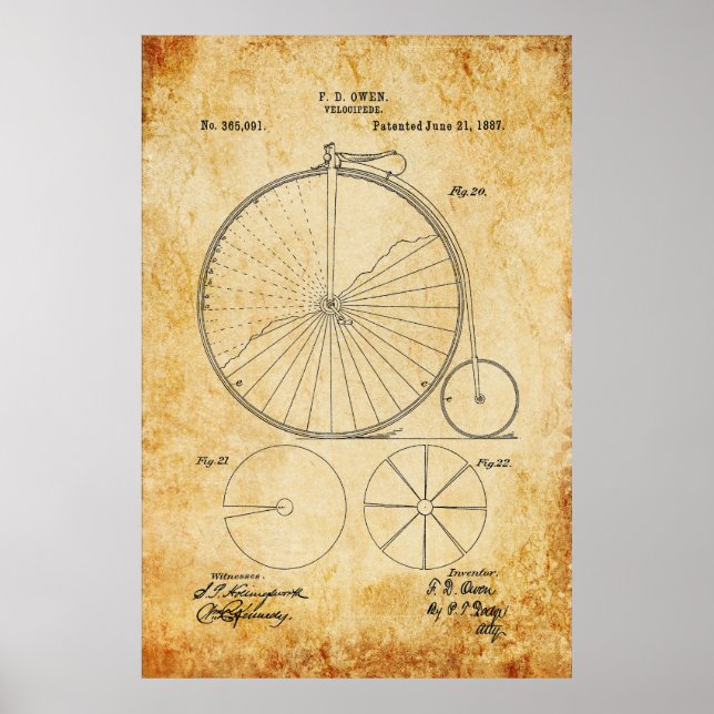 Affiche Plan directeur de vélo Penny Farthing (Devant)