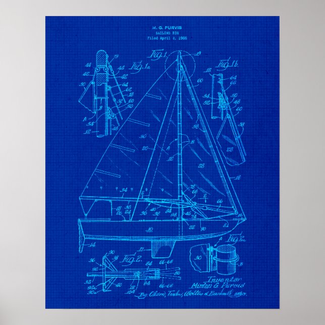 Affiche Plan directeur du bateau à voile no 3 Art à thème  (Devant)