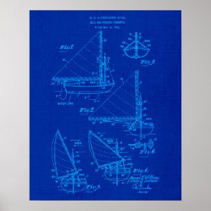 Affiche Plan directeur du bateau à voile no 4 Thème nautiq