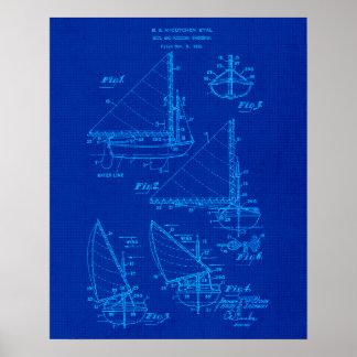 Affiche Plan directeur du bateau à voile no 4 Thème nautiq