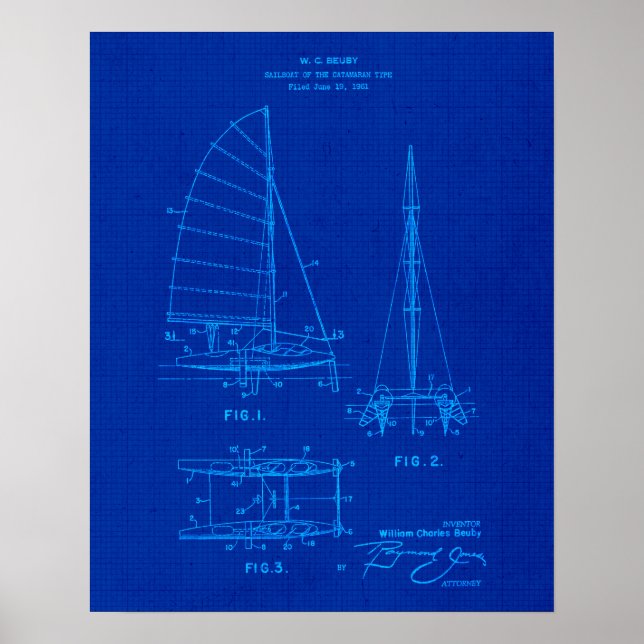 Affiche Plan directeur du bateau à voile no 6 Art côtier à (Devant)