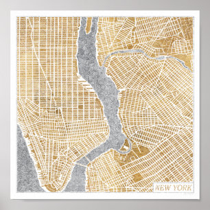 Affiche Plan doré de la ville de New York