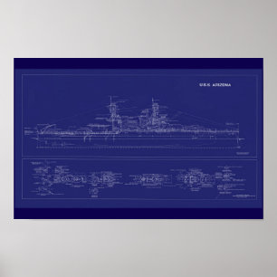 Affiche Plan du cuirassé USS Arizona
