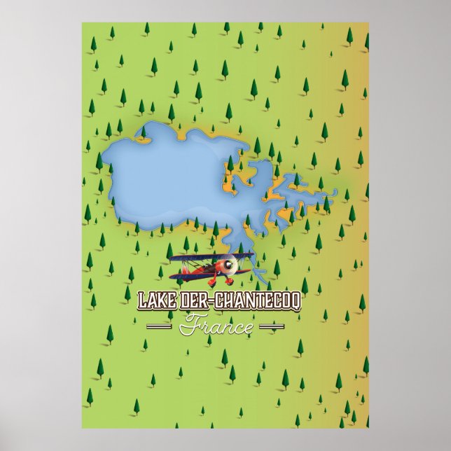 Affiche Plan du lac Der-Chantecoq, France (Devant)