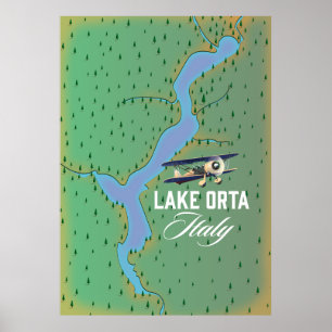 Affiche Plan du lac d'Orta Italie