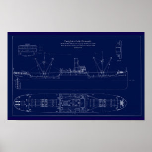 Affiche Plan du lac Fernando, cargo des Grands Lacs