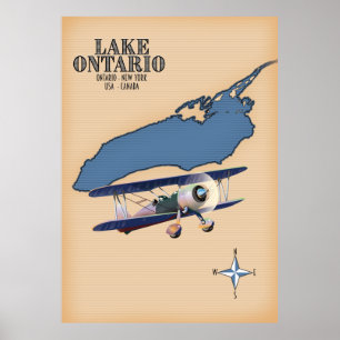 Affiche Plan du lac Ontario USA Canada