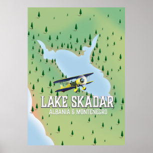 Affiche Plan du lac Skadar Albanie et Monténégro