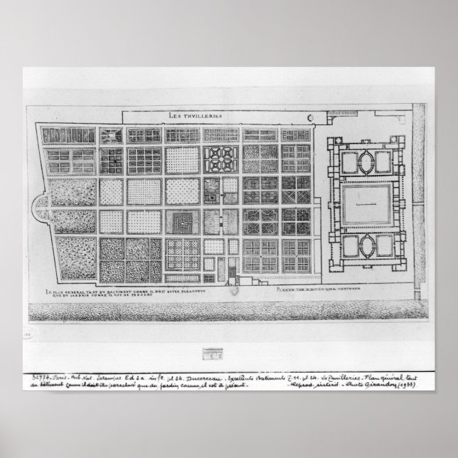 Affiche Plan du Palais et du Jardin des Tuileries (Devant)