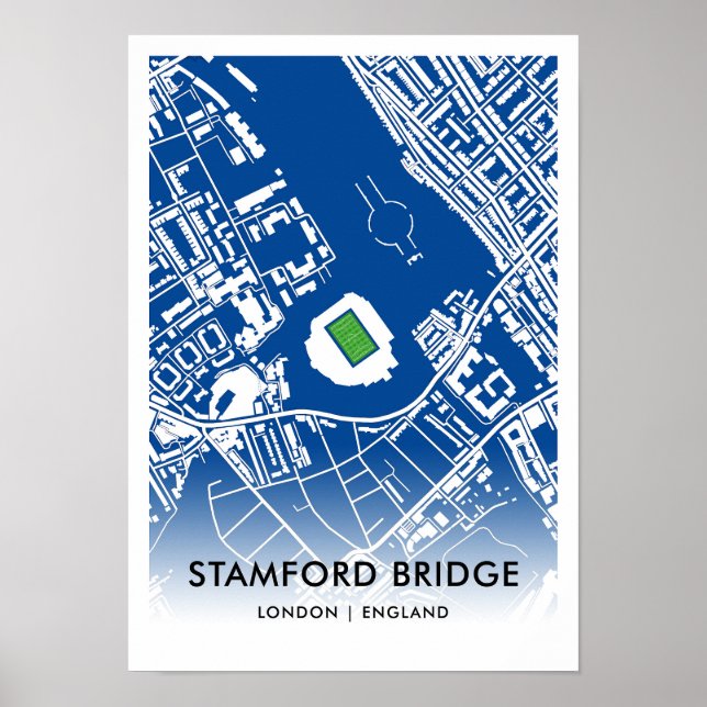 Affiche Plan du stade de Stamford Bridge – Domicile de Che (Devant)