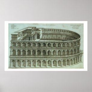 Affiche Plan du Théâtre de Marcellus, Rome, 1558 (engr.