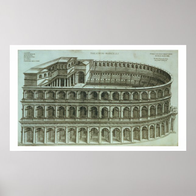 Affiche Plan du Théâtre de Marcellus, Rome, 1558 (engr. (Devant)