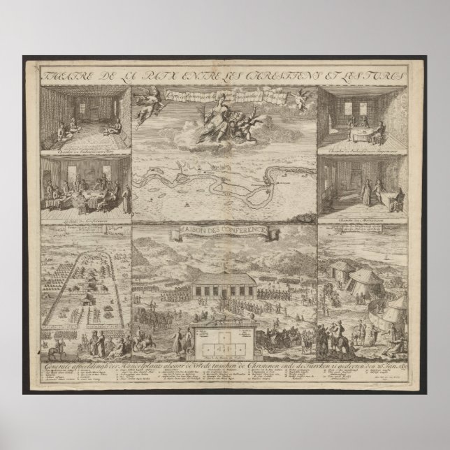 Affiche Plan du traité de Karlowitz de 1699, carte de l'Eu (Devant)