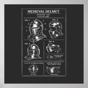 Affiche plan d'un casque médiéval