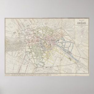 Affiche Plan d'urbanisme de Berlin de 1847, carte allemand